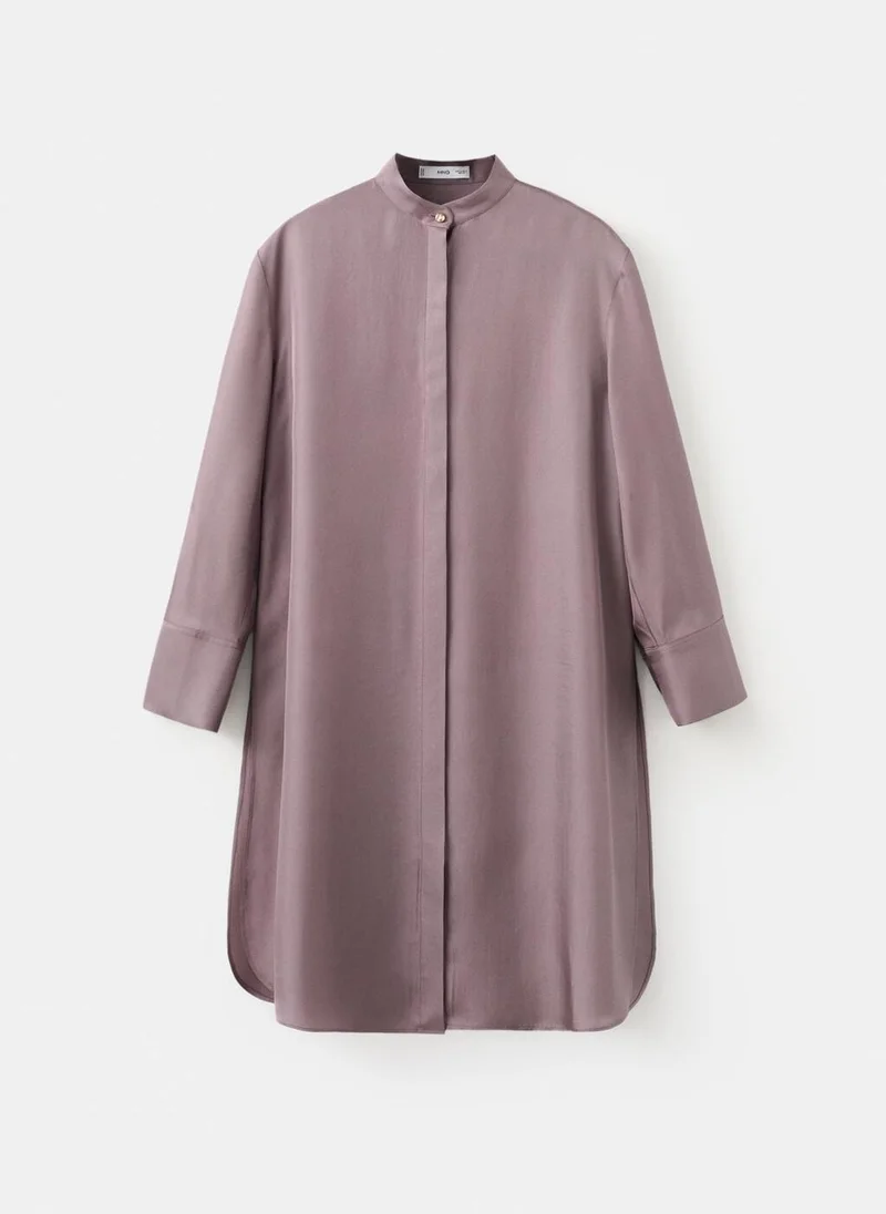 Mango  Long shirt with stand collar for Women | Best Price UAE